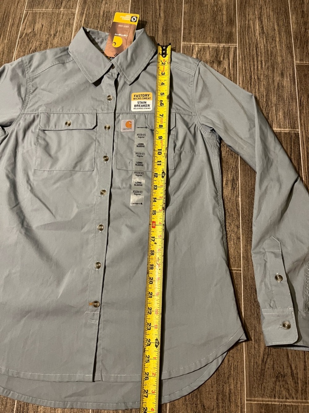 Carhartt Womens Ridgefield Shirt Stain Breaker Blue Long Sleeve XS 0/2 NEW - Picture 7 of 7